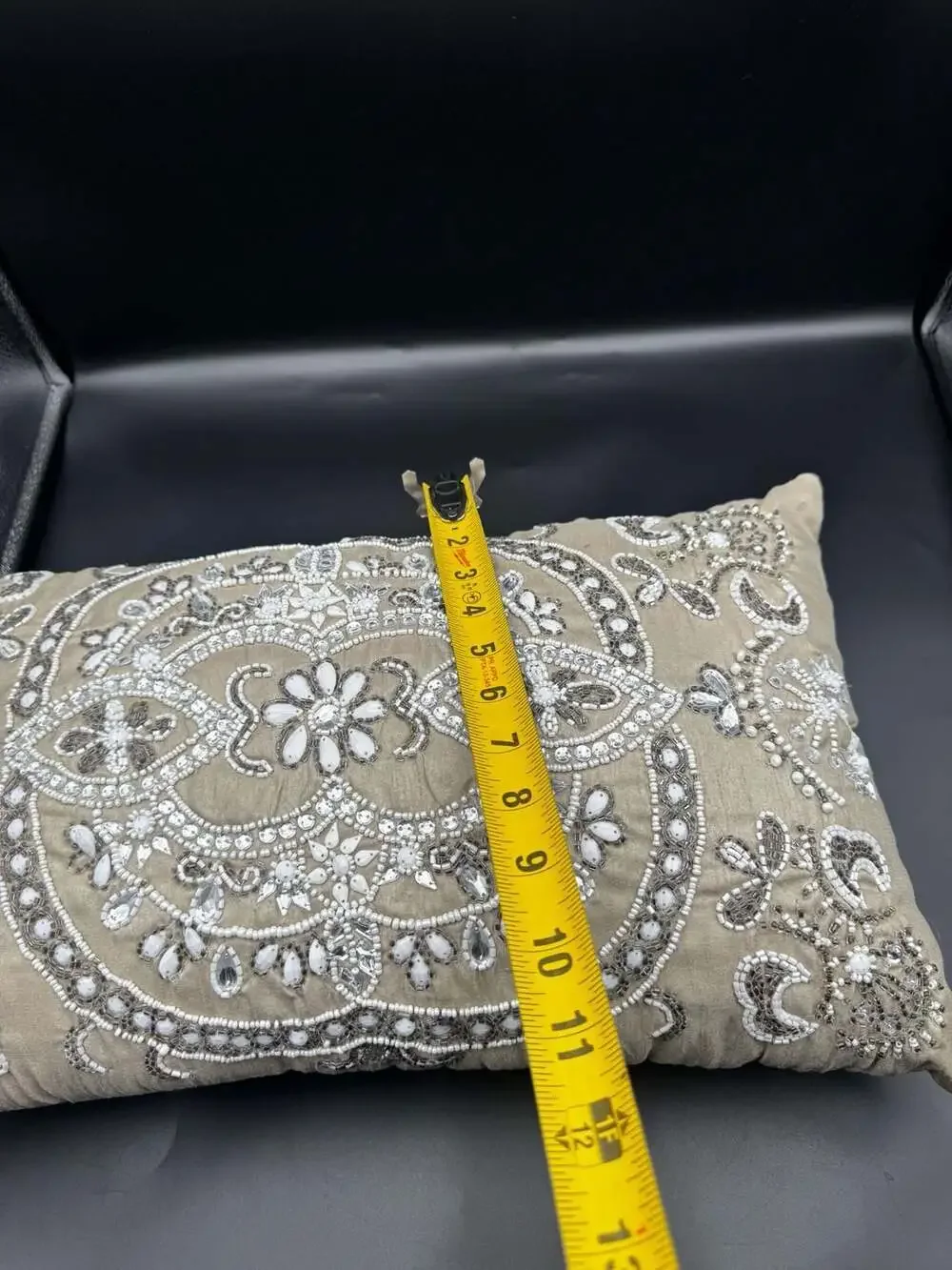 Pier 1 Imports Beaded and Sequined Lumbar Decorative Pillow 15x9
